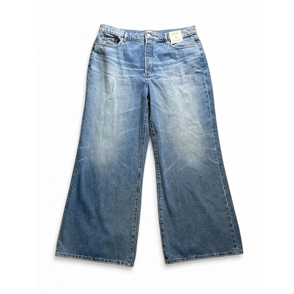 Rivete Denim LOFT Relaxed Wide Leg Jeans High Rise Light Wash Size 32 14 NEW